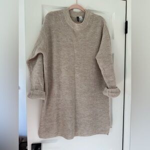 H&M Light Beige Crew Neck Sweater Dress